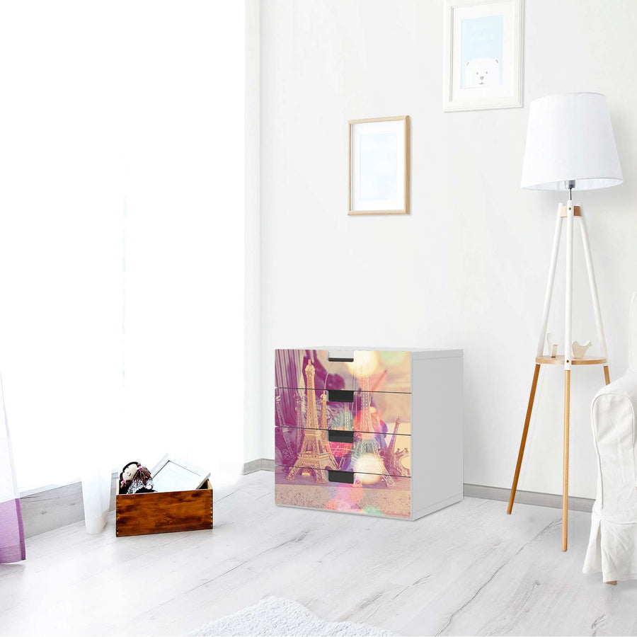 Klebefolie Paris - IKEA Stuva Kommode - 4 Schubladen - Wohnzimmer