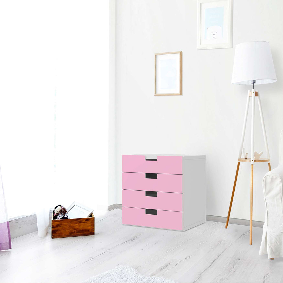 Klebefolie Pink Light - IKEA Stuva Kommode - 4 Schubladen - Wohnzimmer
