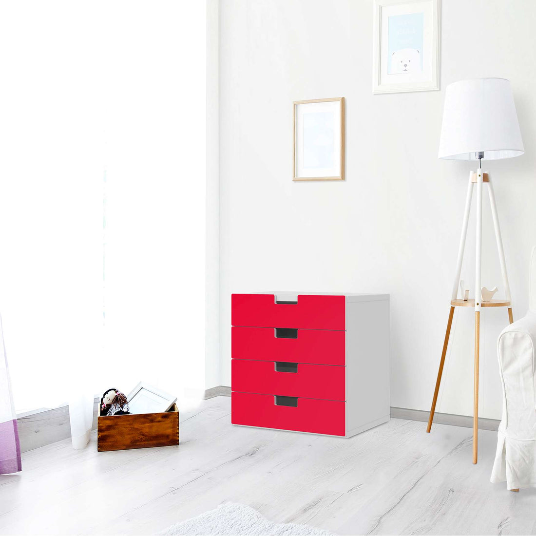 Klebefolie Rot Light - IKEA Stuva Kommode - 4 Schubladen - Wohnzimmer