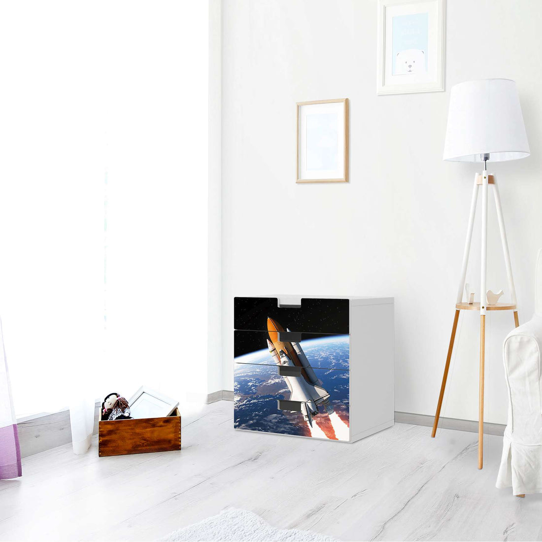 Klebefolie Space Traveller - IKEA Stuva Kommode - 4 Schubladen - Wohnzimmer