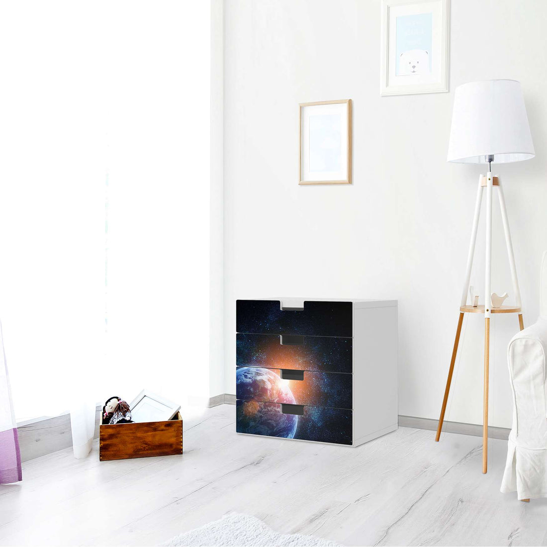 Klebefolie Sunrise - IKEA Stuva Kommode - 4 Schubladen - Wohnzimmer