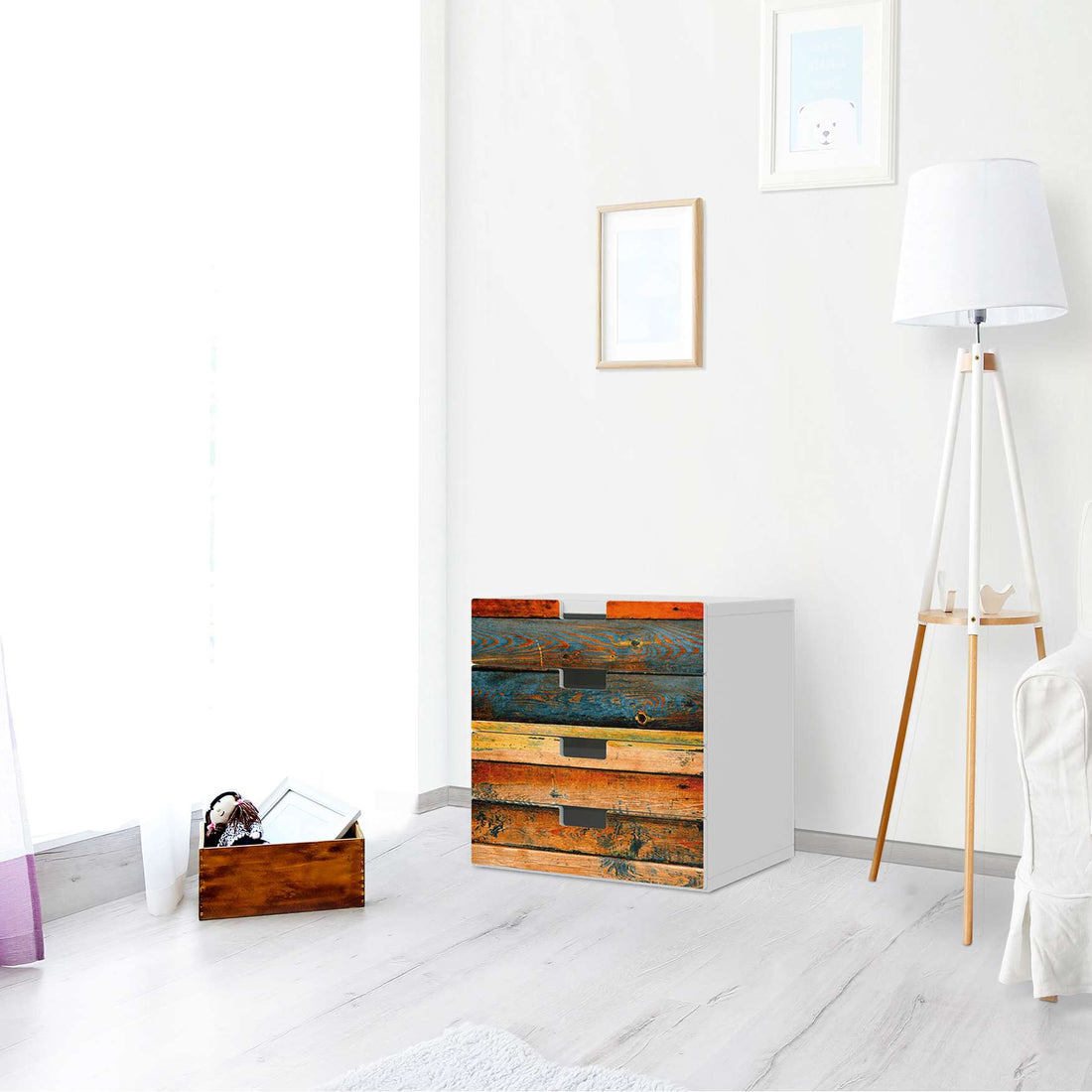 Klebefolie Wooden - IKEA Stuva Kommode - 4 Schubladen - Wohnzimmer