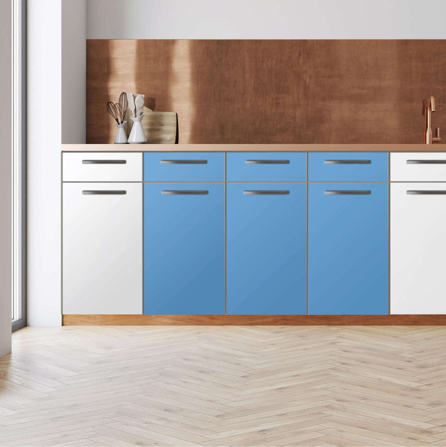 Küchenfolie -Blau Light - Unterschrank 120x80 cm - Front