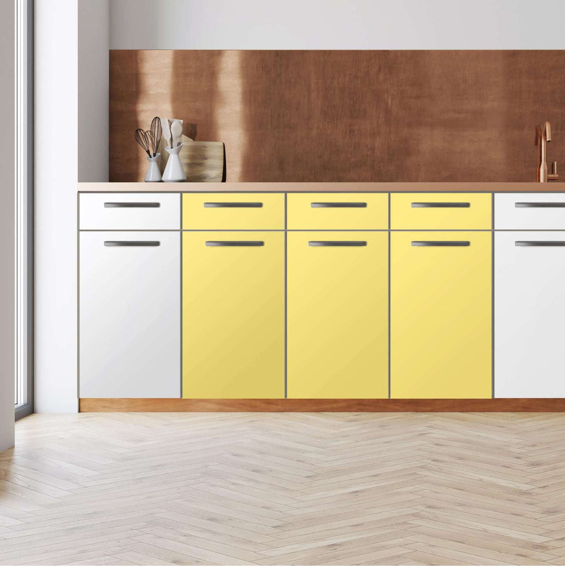 Küchenfolie -Gelb Light - Unterschrank 120x80 cm - Front