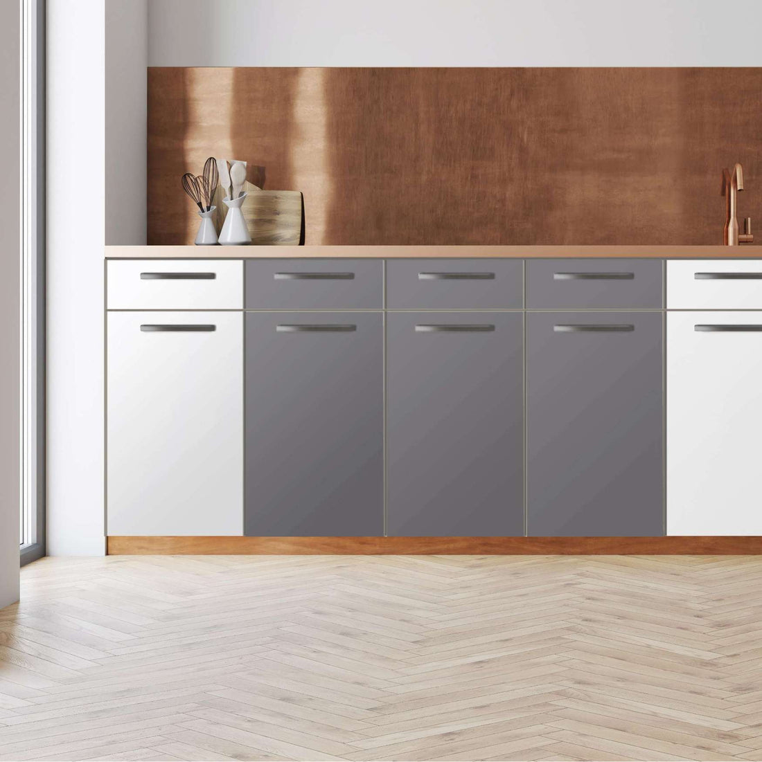 Küchenfolie -Grau Light - Unterschrank 120x80 cm - Front