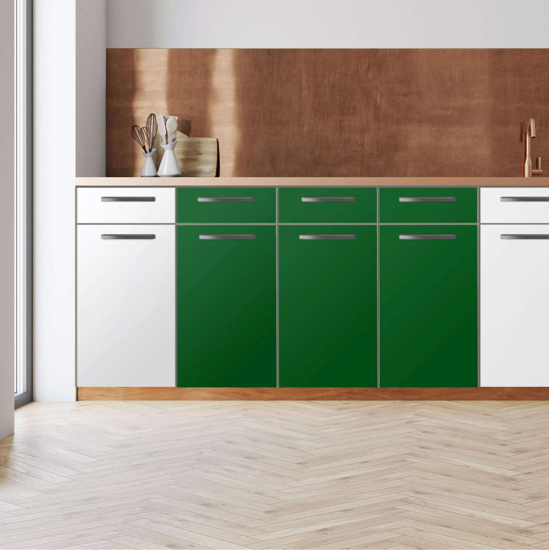 Küchenfolie -Grün Dark - Unterschrank 120x80 cm - Front