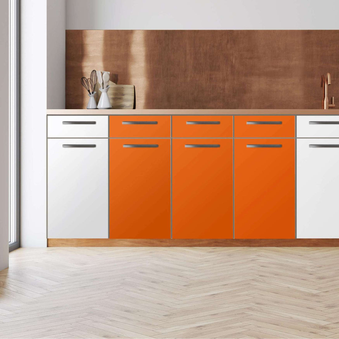 Küchenfolie -Orange Dark - Unterschrank 120x80 cm - Front