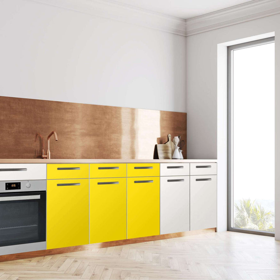 Küchenfolie Gelb Dark - Unterschrank 120x80 cm - Seite
