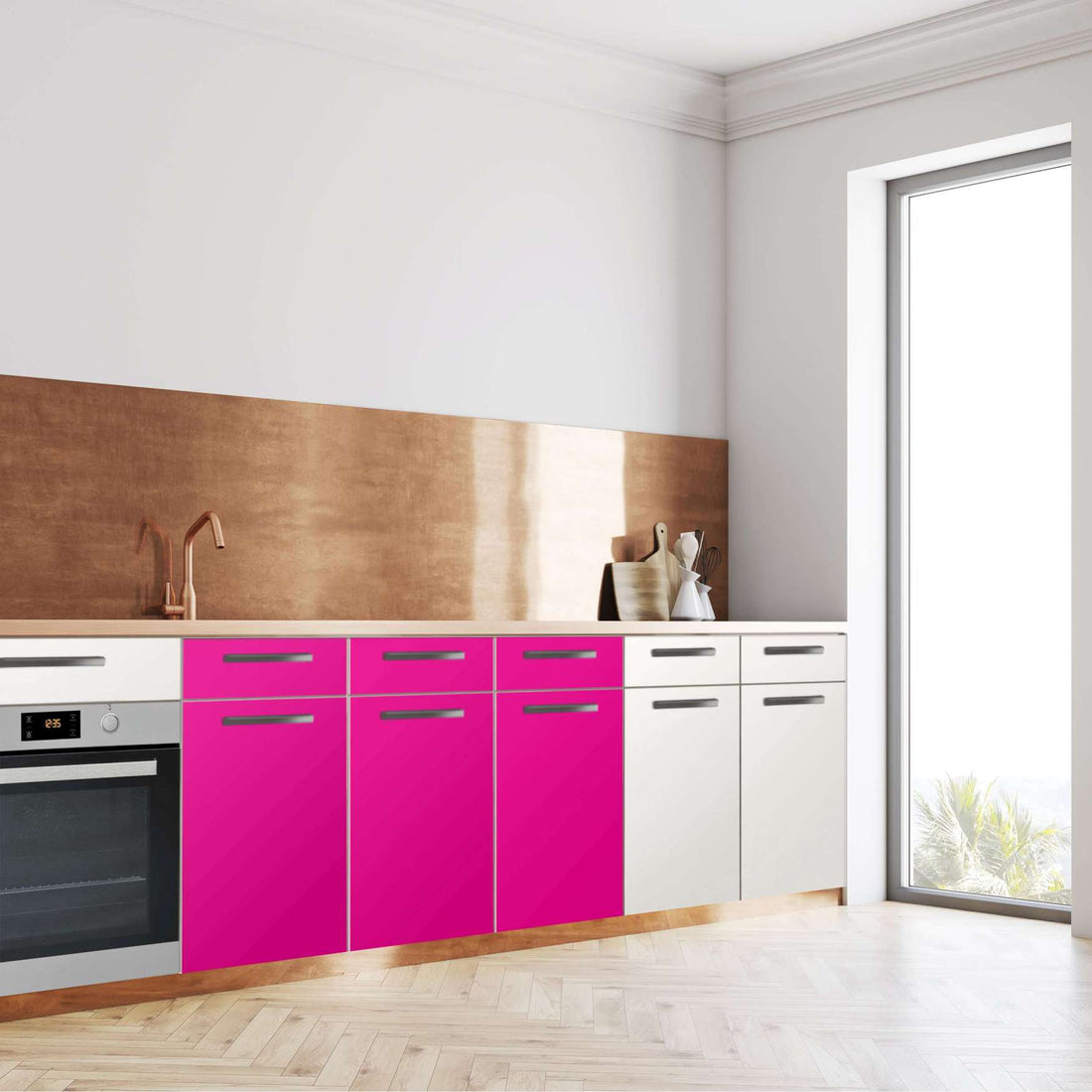 Küchenfolie Pink Dark - Unterschrank 120x80 cm - Seite