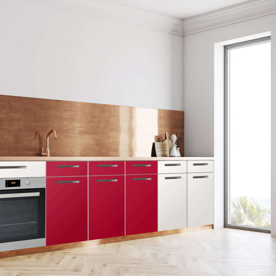 Küchenfolie Rot Dark - Unterschrank 120x80 cm - Seite