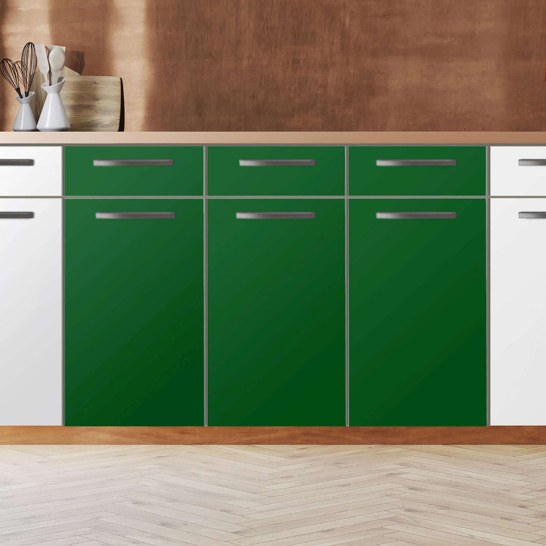 Küchenfolie Grün Dark - Unterschrank 120x80 cm - Zoom