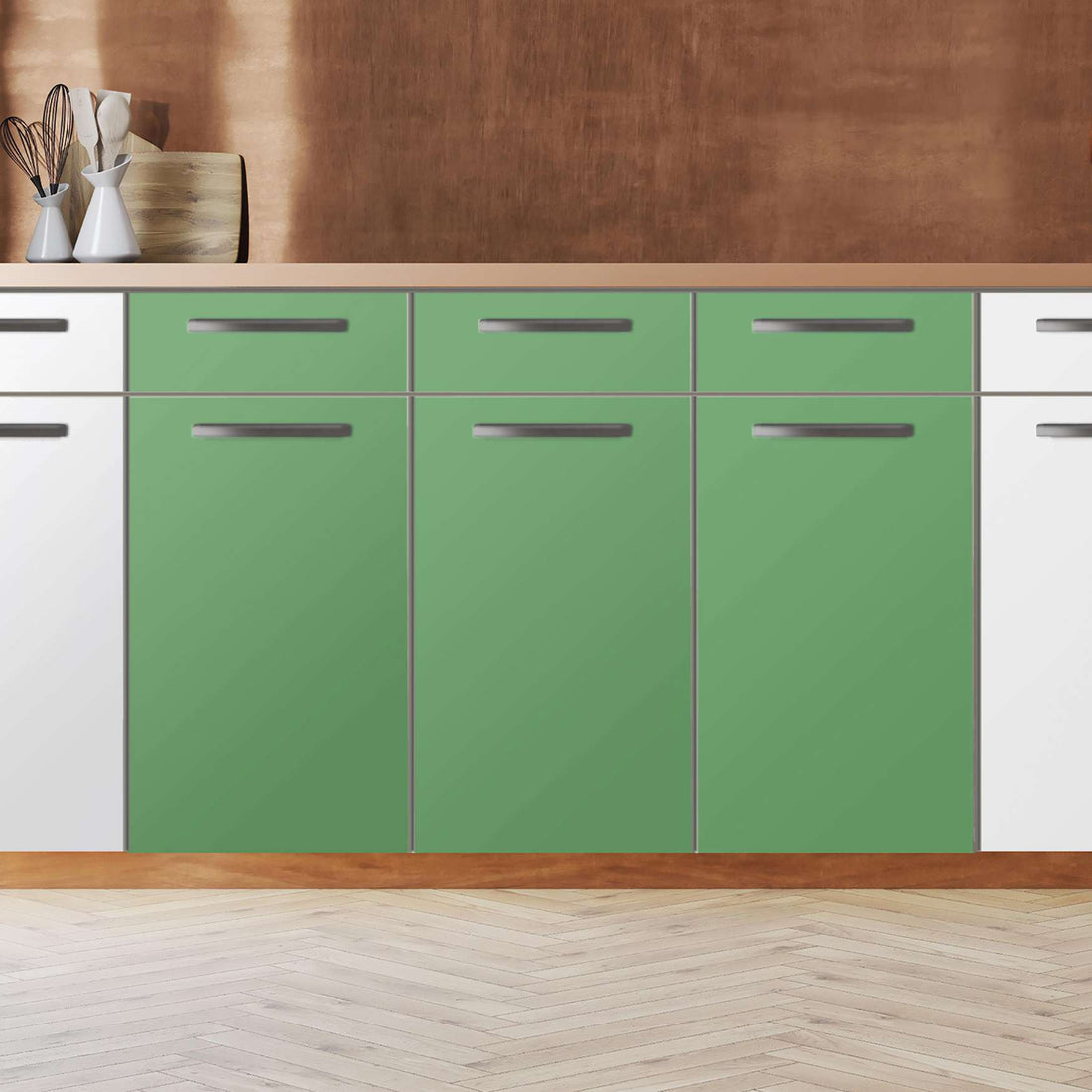 Küchenfolie Grün Light - Unterschrank 120x80 cm - Zoom