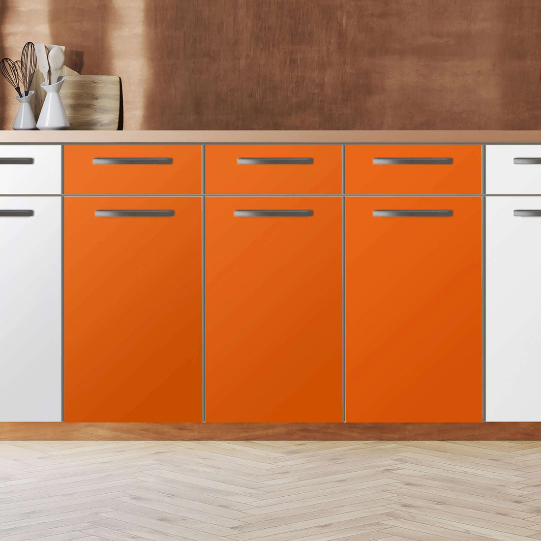 Küchenfolie Orange Dark - Unterschrank 120x80 cm - Zoom