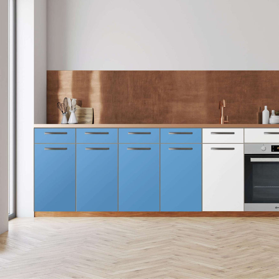Küchenfolie -Blau Light - Unterschrank 160x80 cm - Front