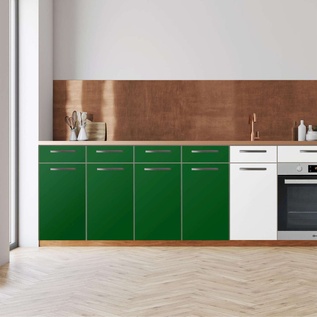 Küchenfolie -Grün Dark - Unterschrank 160x80 cm - Front
