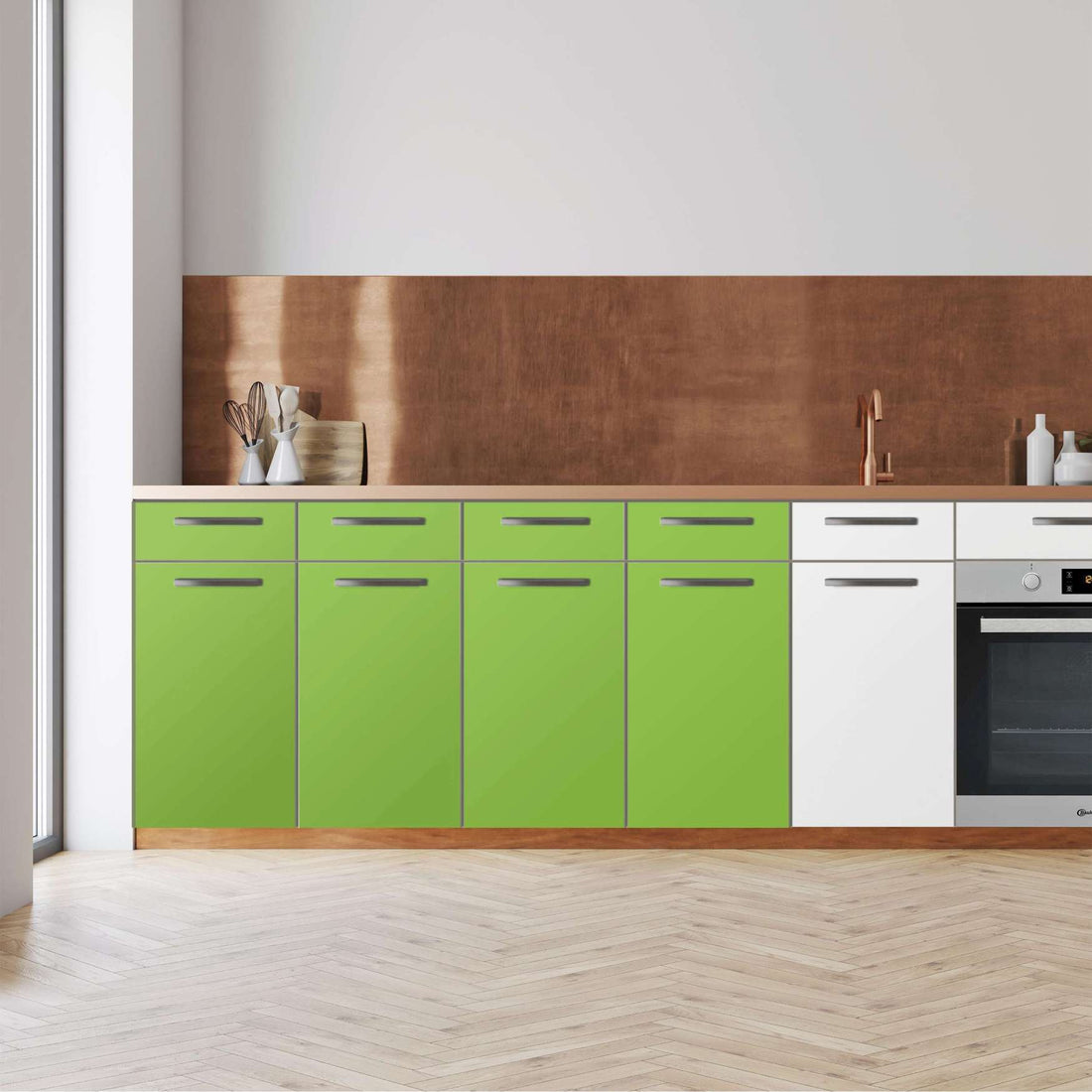 Küchenfolie -Hellgrün Dark - Unterschrank 160x80 cm - Front