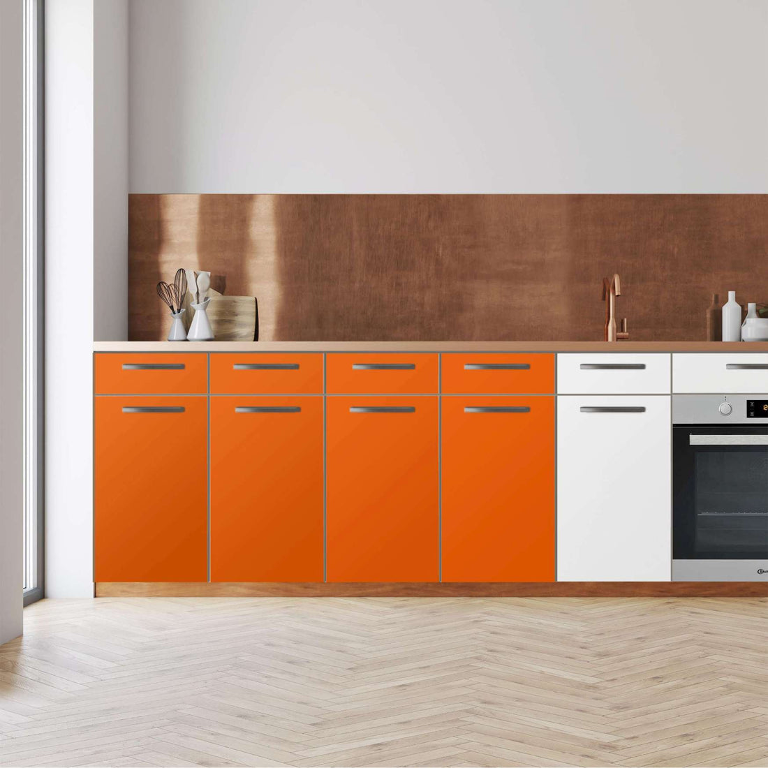 Küchenfolie -Orange Dark - Unterschrank 160x80 cm - Front