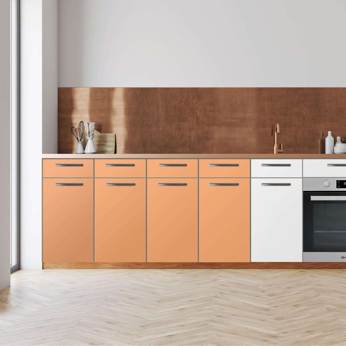 Küchenfolie -Orange Light - Unterschrank 160x80 cm - Front