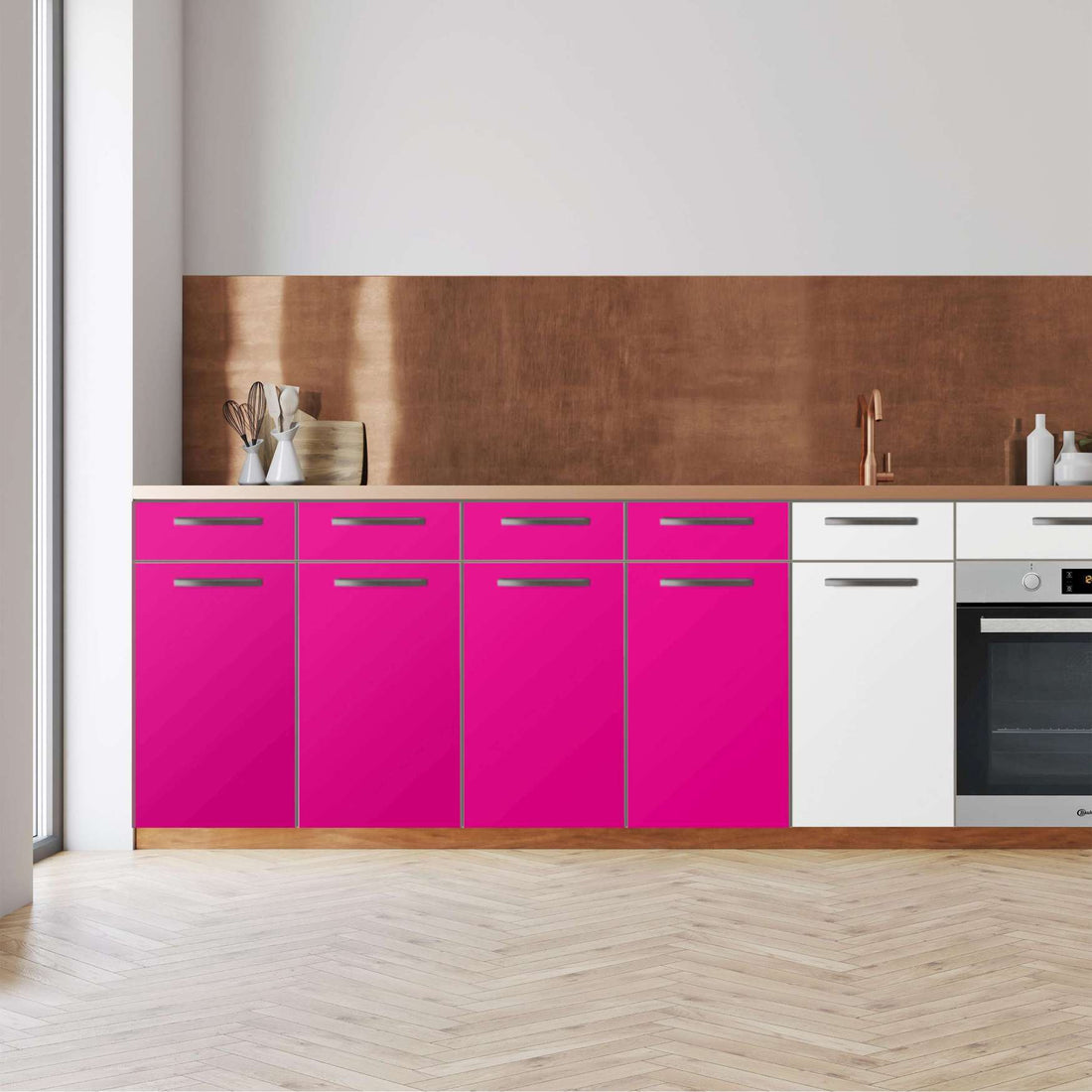 Küchenfolie -Pink Dark - Unterschrank 160x80 cm - Front