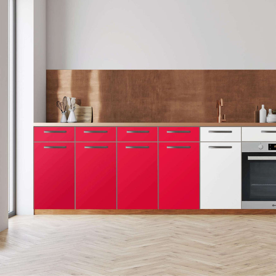 Küchenfolie -Rot Light - Unterschrank 160x80 cm - Front