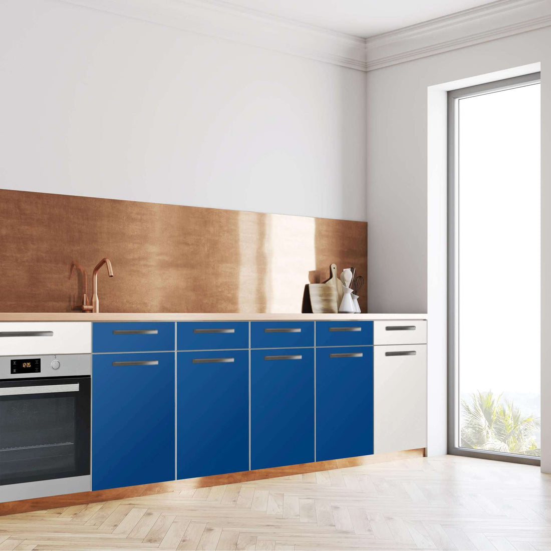 Küchenfolie Blau Dark - Unterschrank 160x80 cm - Seite