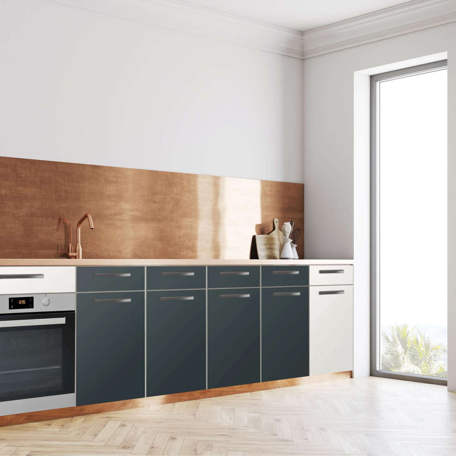 Küchenfolie Blaugrau Dark - Unterschrank 160x80 cm - Seite