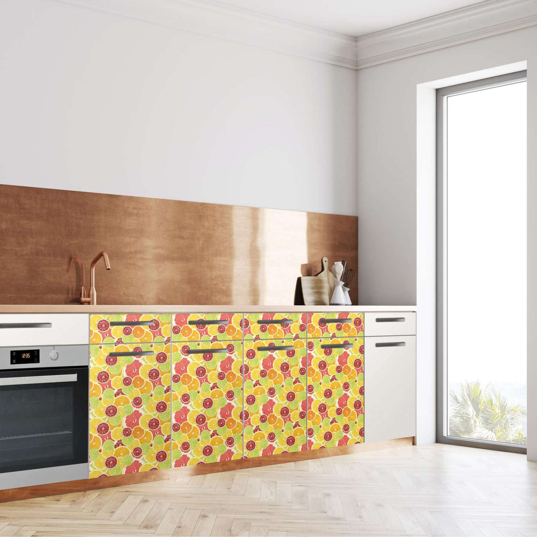 Küchenfolie Citrus - Unterschrank 160x80 cm - Seite
