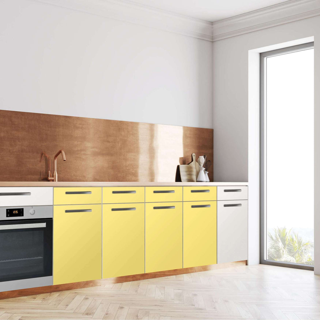 Küchenfolie Gelb Light - Unterschrank 160x80 cm - Seite