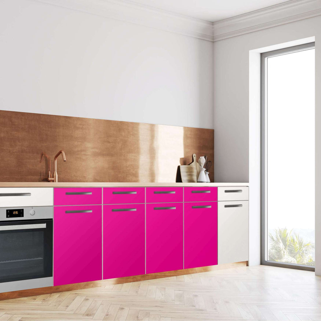 Küchenfolie Pink Dark - Unterschrank 160x80 cm - Seite