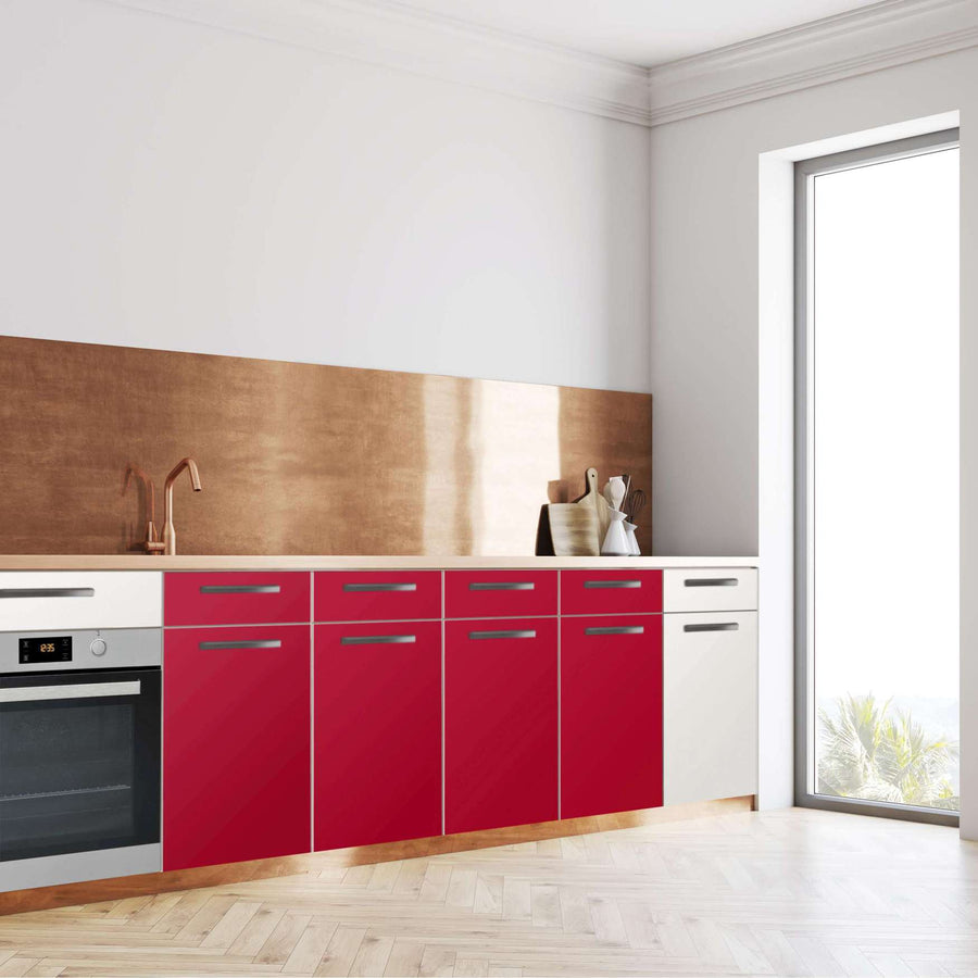 Küchenfolie Rot Dark - Unterschrank 160x80 cm - Seite