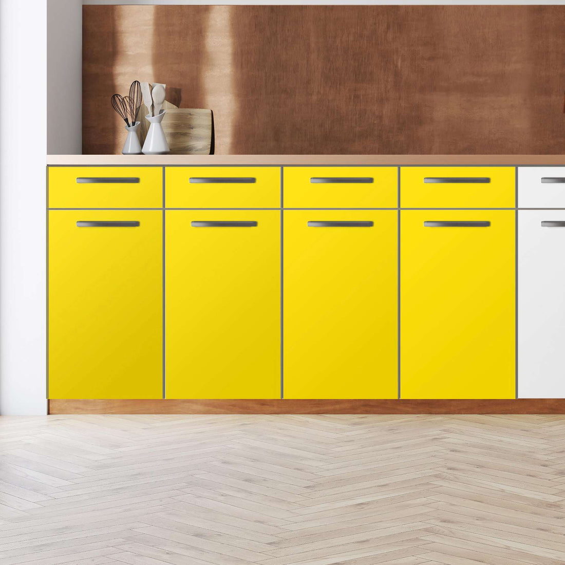 Küchenfolie Gelb Dark - Unterschrank 160x80 cm - Zoom