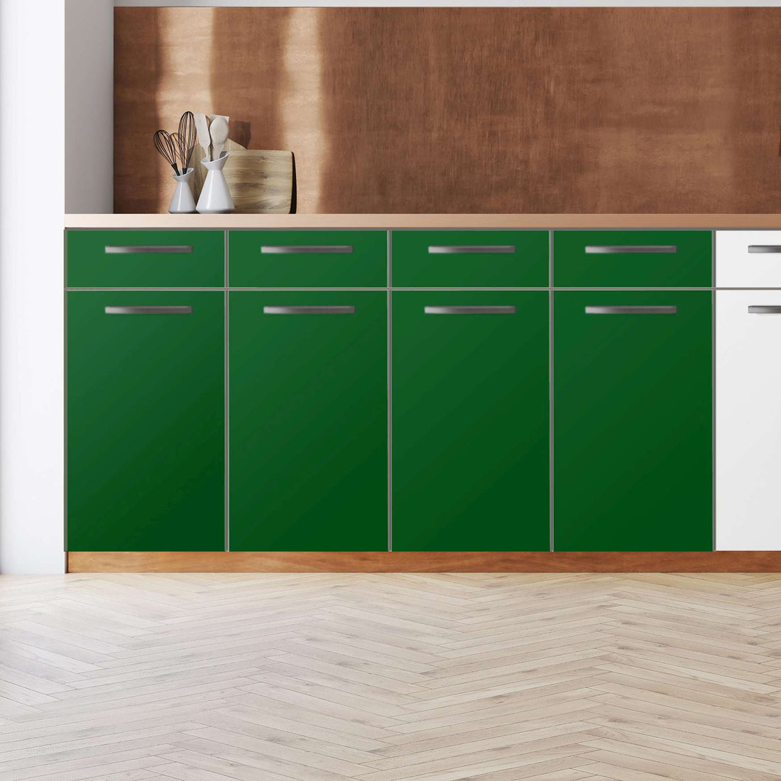 Küchenfolie Grün Dark - Unterschrank 160x80 cm - Zoom