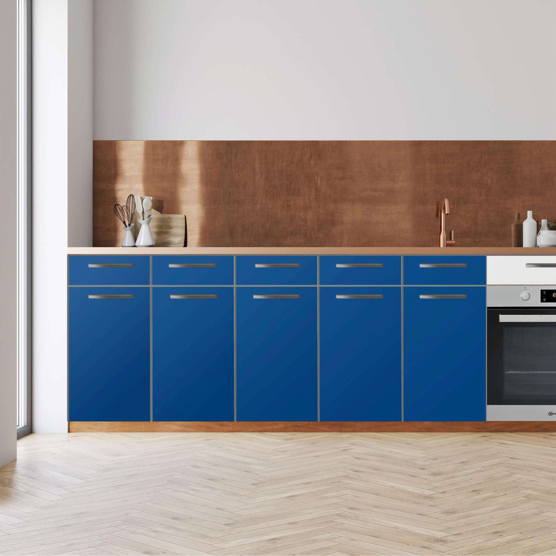 Küchenfolie -Blau Dark - Unterschrank 200x80 cm - Front
