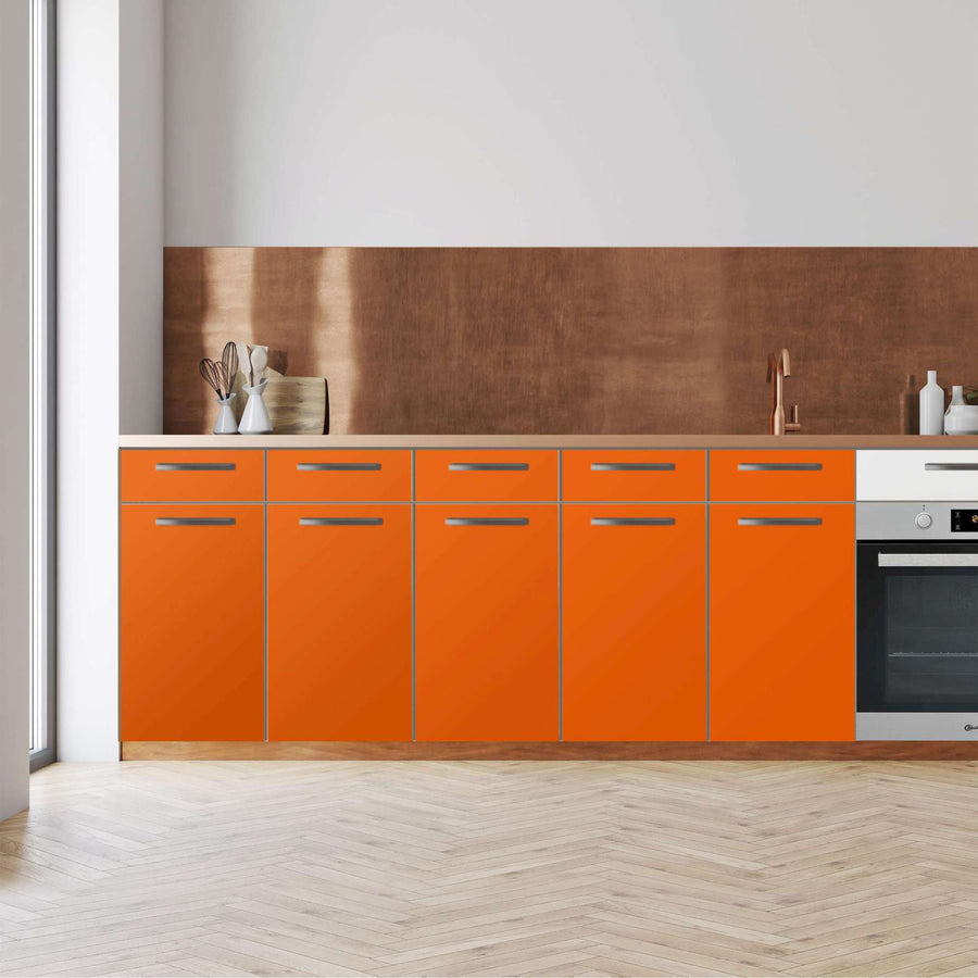 Küchenfolie -Orange Dark - Unterschrank 200x80 cm - Front