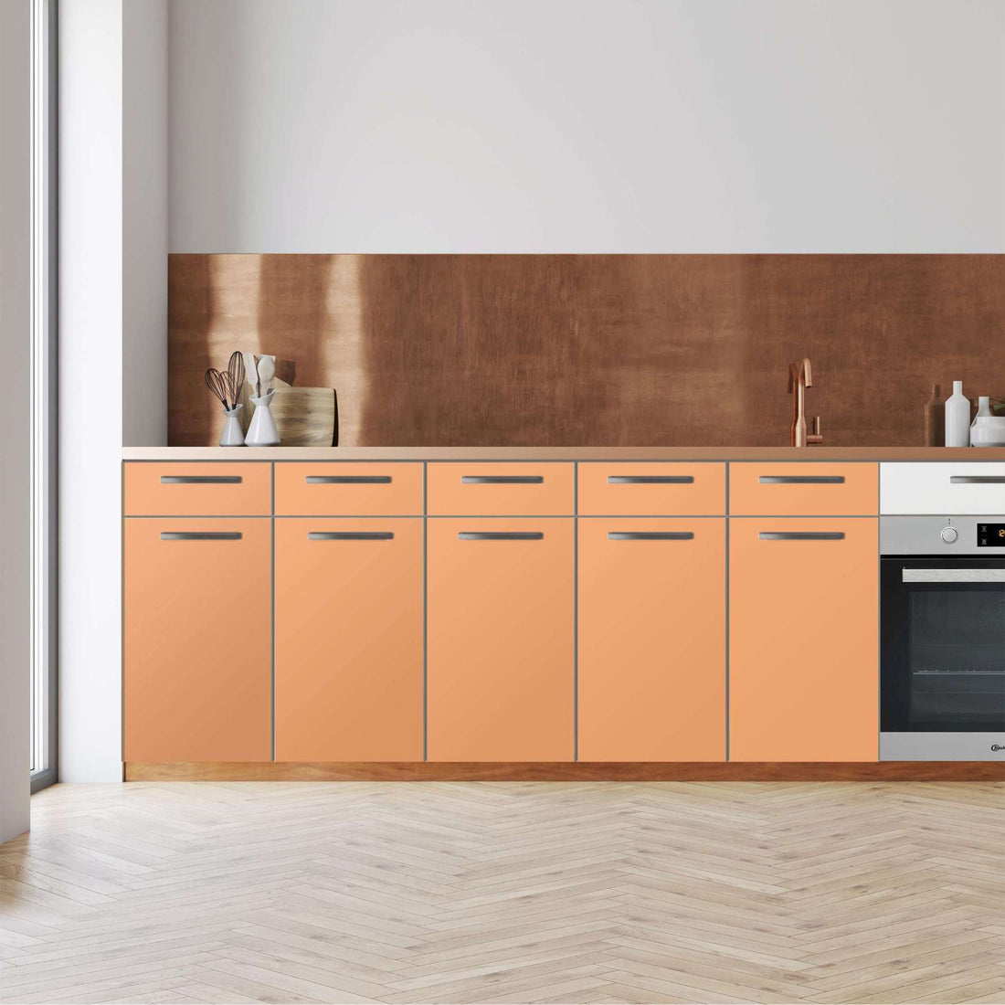 Küchenfolie -Orange Light - Unterschrank 200x80 cm - Front