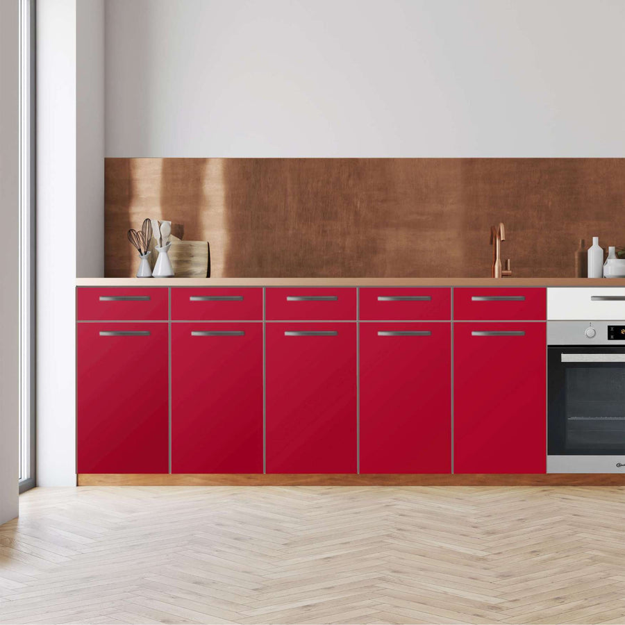 Küchenfolie -Rot Dark - Unterschrank 200x80 cm - Front