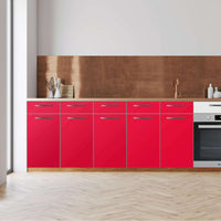 Küchenfolie -Rot Light - Unterschrank 200x80 cm - Front