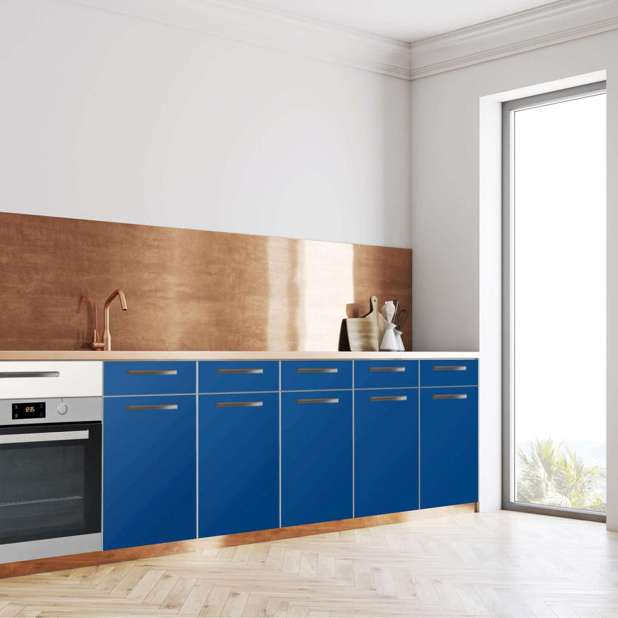 Küchenfolie Blau Dark - Unterschrank 200x80 cm - Seite
