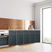 Küchenfolie Blaugrau Dark - Unterschrank 200x80 cm - Seite