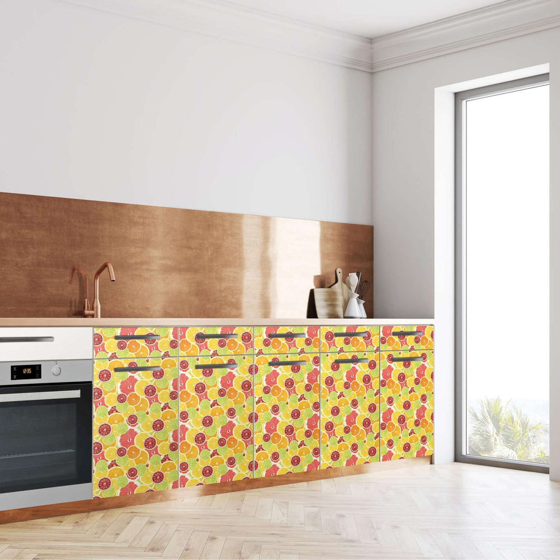 Küchenfolie Citrus - Unterschrank 200x80 cm - Seite