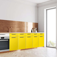 Küchenfolie Gelb Dark - Unterschrank 200x80 cm - Seite