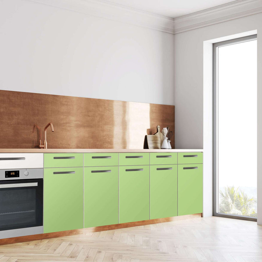 Küchenfolie Hellgrün Light - Unterschrank 200x80 cm - Seite
