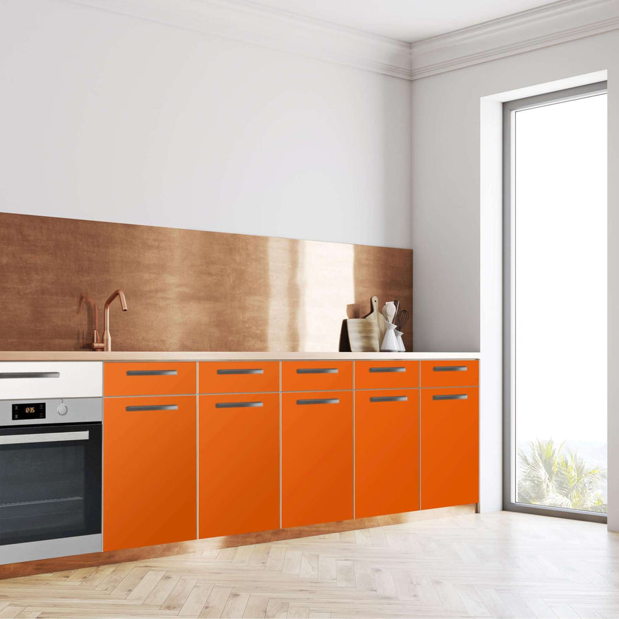 Küchenfolie Orange Dark - Unterschrank 200x80 cm - Seite