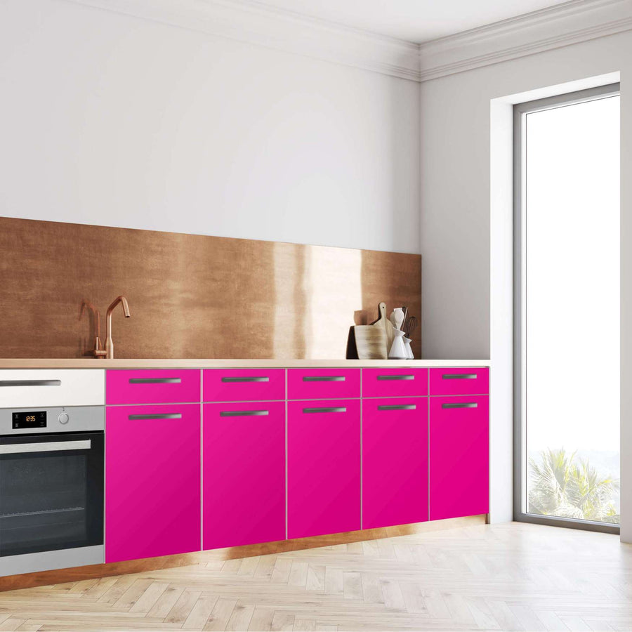 Küchenfolie Pink Dark - Unterschrank 200x80 cm - Seite