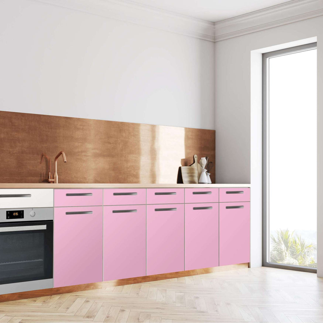 Küchenfolie Pink Light - Unterschrank 200x80 cm - Seite