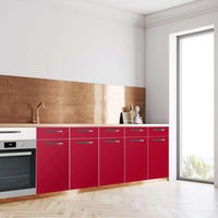 Küchenfolie Rot Dark - Unterschrank 200x80 cm - Seite