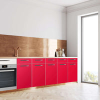Küchenfolie Rot Light - Unterschrank 200x80 cm - Seite