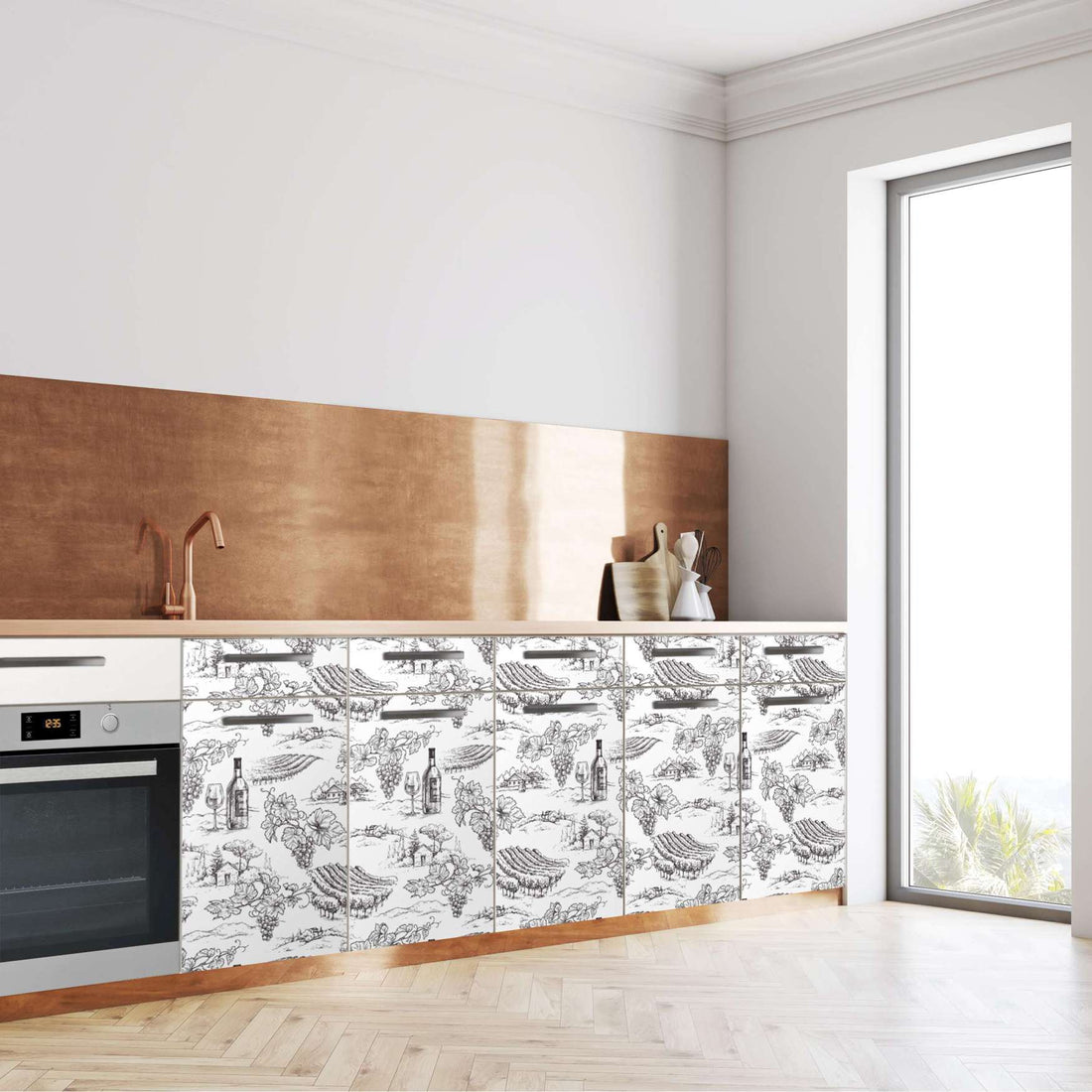 Küchenfolie Vineyard - Unterschrank 200x80 cm - Seite