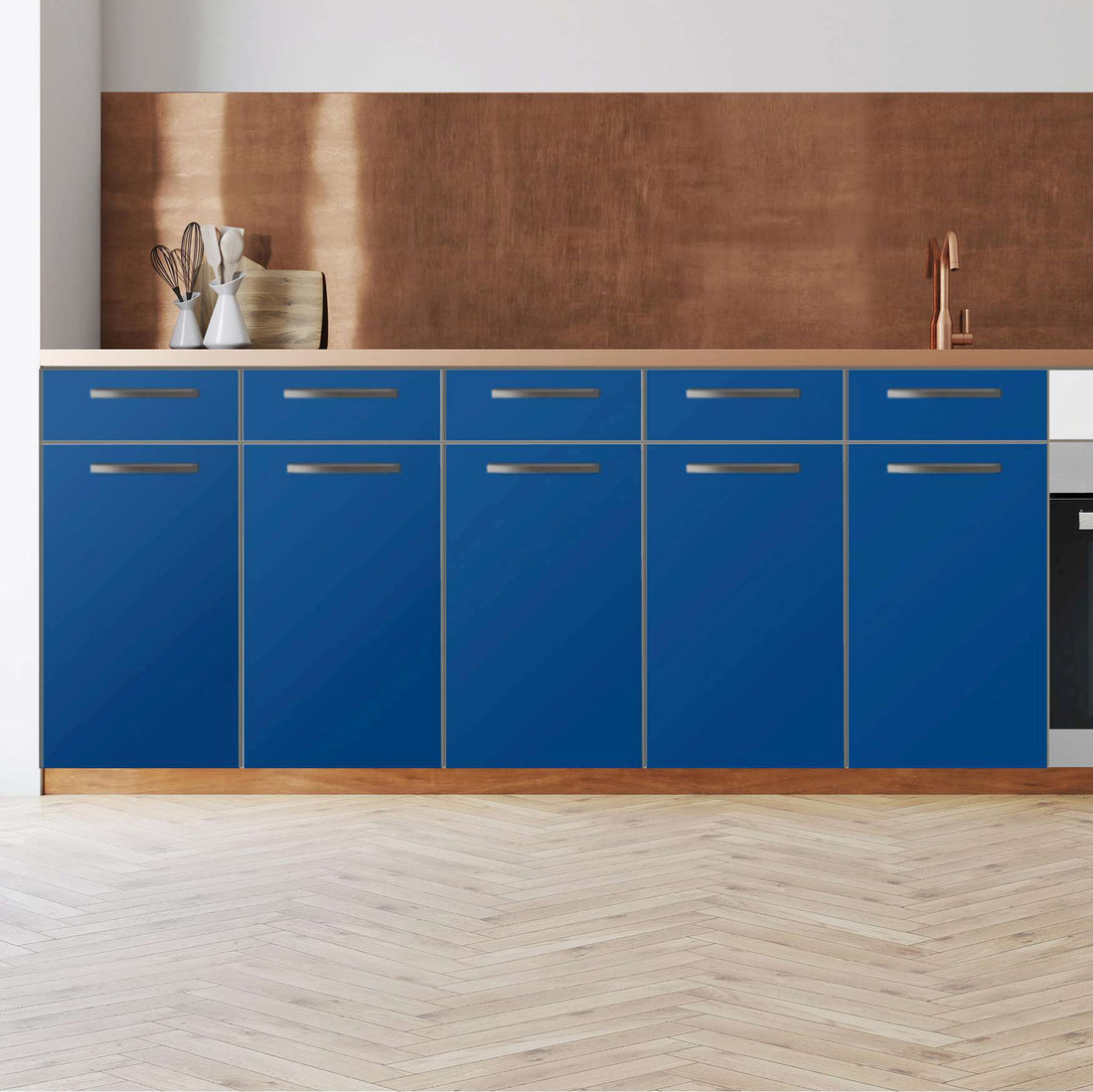 Küchenfolie Blau Dark - Unterschrank 200x80 cm - Zoom