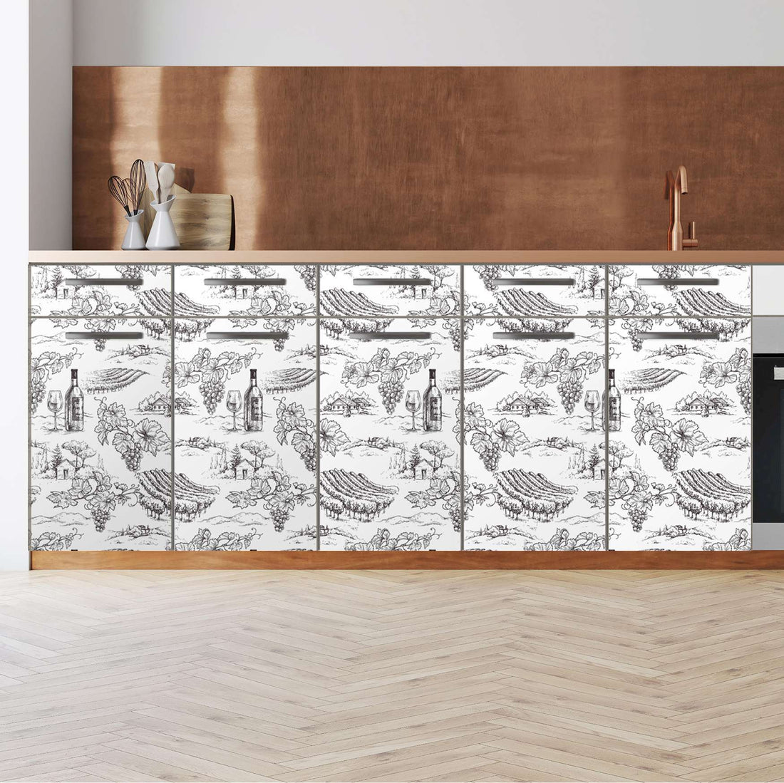Küchenfolie Vineyard - Unterschrank 200x80 cm - Zoom